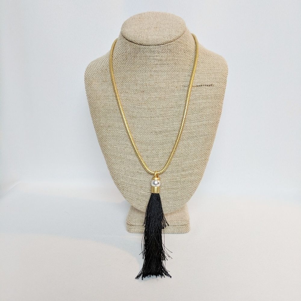 Rachel Zoe Gracie Silk Tassle Necklace 12kt Gold P